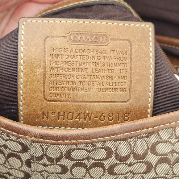 Coach Tan and Brown Signature Shoulder Bag With Leather Corner Accents H04W-6818 - Picture 14 of 14